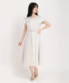 STRAWBERRY-FIELDS(ストロベリーフィールズ) |センタープリーツ半袖ワンピース