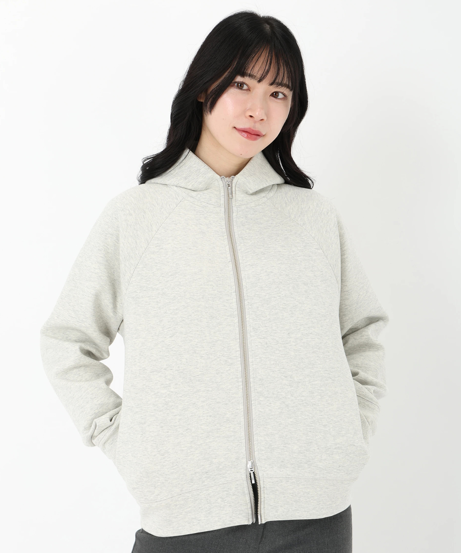 Camphor wood ダブルジップニットフーディー　M チャコールグレー Camphor wood ダブルジップニットフーディー M チャコールグレー