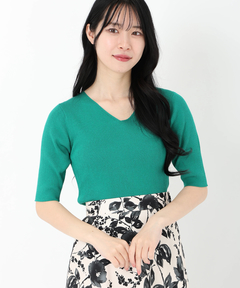 STRAWBERRY-FIELDS(ストロベリーフィールズ) |Ｖネック５分袖リブニット