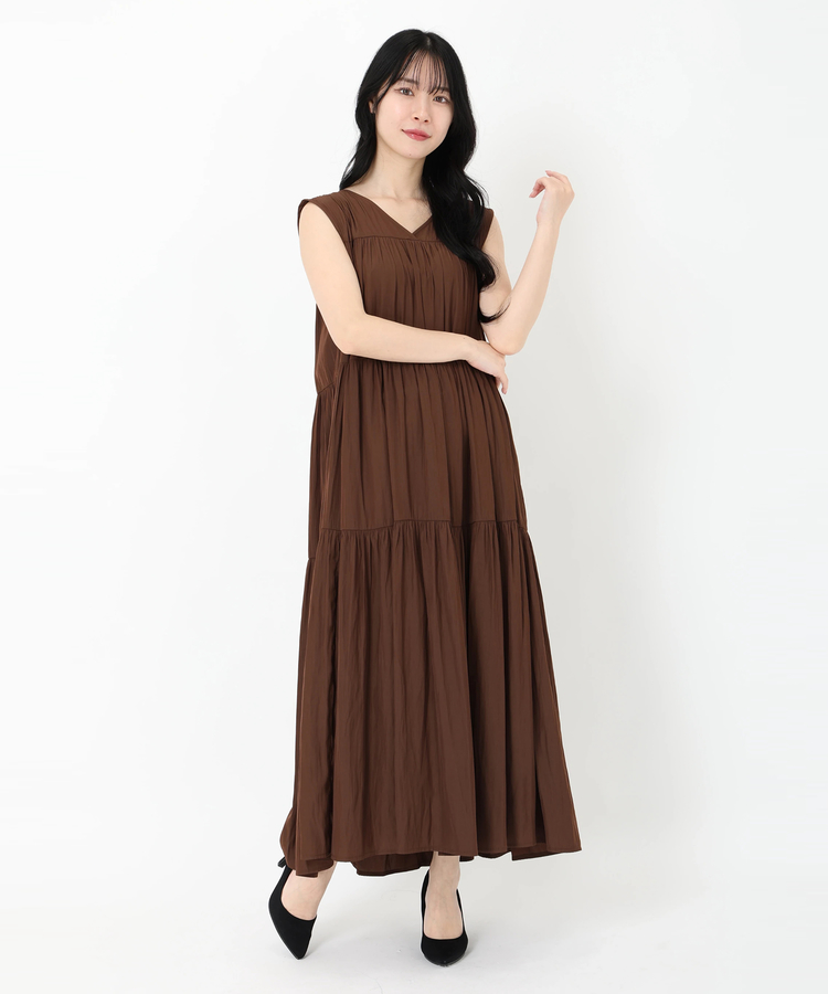 STRAWBERRY-FIELDS(ストロベリーフィールズ) |パウダーサテンティアードワンピース