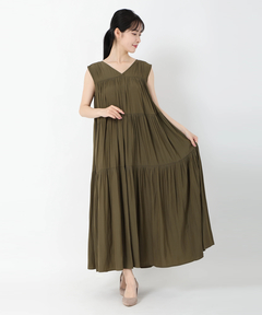 STRAWBERRY-FIELDS(ストロベリーフィールズ) |パウダーサテンティアードワンピース