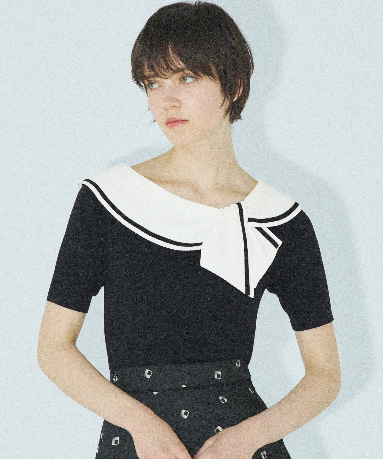 新品・未使用品]FENNEL リボン襟付きニット Mサイズ - メルカリ