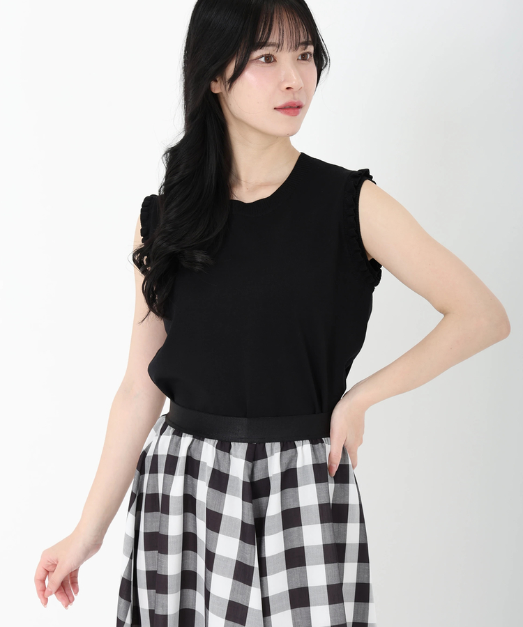 STRAWBERRY-FIELDS(ストロベリーフィールズ) |フリルアクセントノースリーブニット