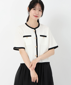 STRAWBERRY-FIELDS(ストロベリーフィールズ) |バイカラートリミングニットカーディガン