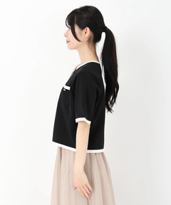 STRAWBERRY-FIELDS(ストロベリーフィールズ) |バイカラートリミングニットカーディガン