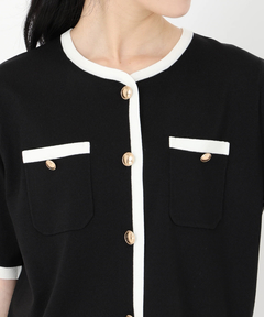 STRAWBERRY-FIELDS(ストロベリーフィールズ) |バイカラートリミングニットカーディガン