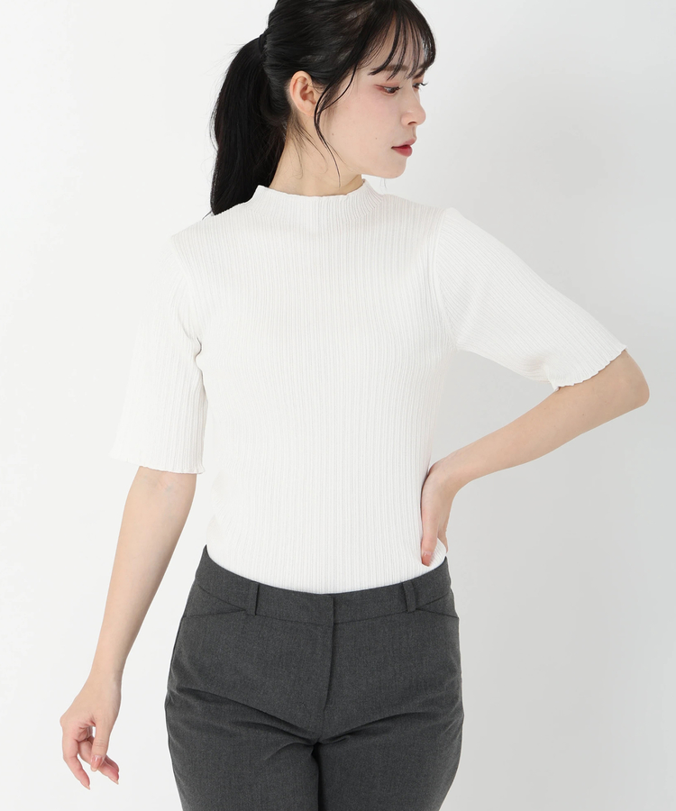 STRAWBERRY-FIELDS(ストロベリーフィールズ) |ランダムリブ５分袖ニット