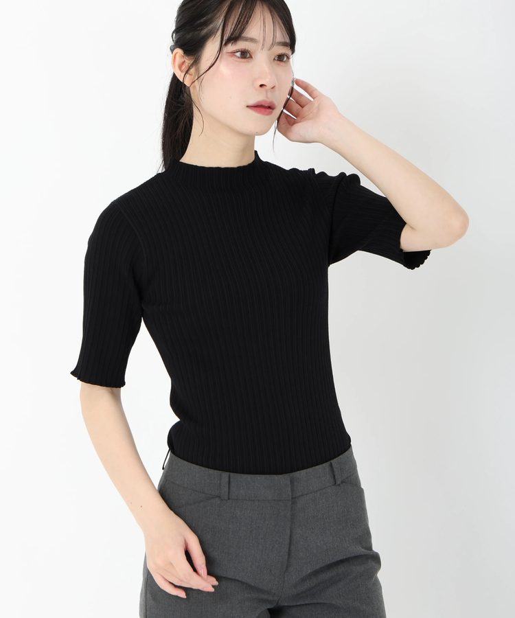 STRAWBERRY-FIELDS(ストロベリーフィールズ) |ランダムリブ５分袖ニット