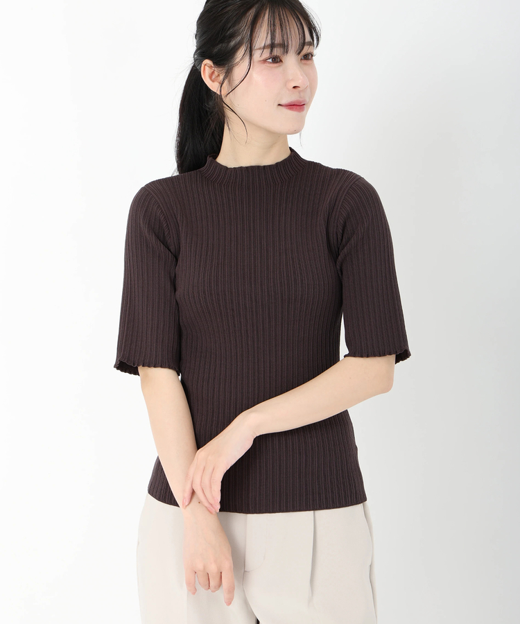 STRAWBERRY-FIELDS(ストロベリーフィールズ) |ランダムリブ５分袖ニット