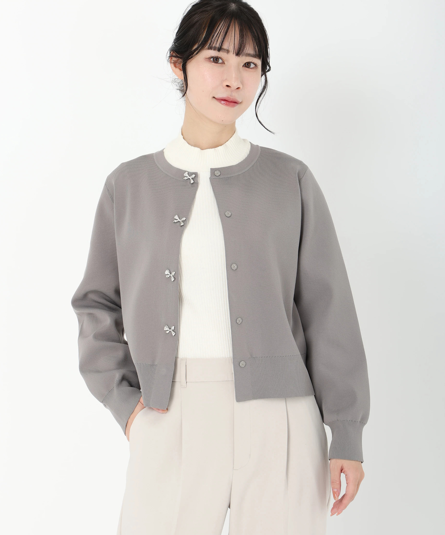 STRAWBERRY-FIELDS（ストロベリーフィールズ）｜リボン釦ニット