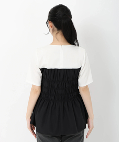 STRAWBERRY-FIELDS(ストロベリーフィールズ) |【B品】レイヤード風シャーリングトップス※添付資料必ずご一読ください