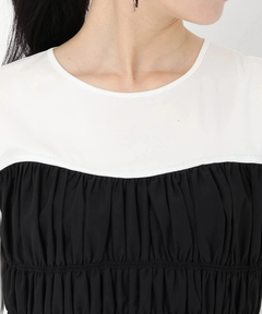 STRAWBERRY-FIELDS(ストロベリーフィールズ) |【B品】レイヤード風シャーリングトップス※添付資料必ずご一読ください