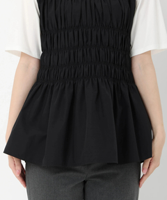 STRAWBERRY-FIELDS(ストロベリーフィールズ) |【B品】レイヤード風シャーリングトップス※添付資料必ずご一読ください