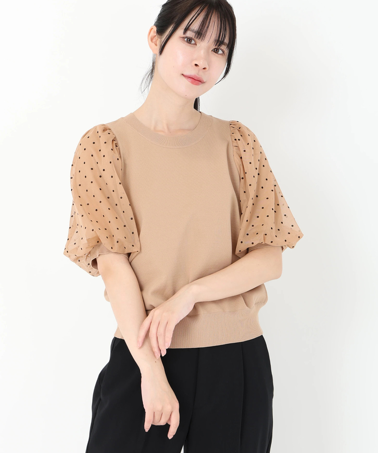 STRAWBERRY-FIELDS(ストロベリーフィールズ) |フロッキードットチュールスリーブニット