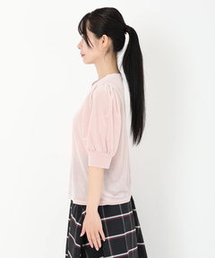 STRAWBERRY-FIELDS(ストロベリーフィールズ) |シアーベロアギャザースリーブトップス