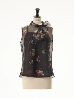 STRAWBERRY-FIELDS(ストロベリーフィールズ) |衿リボンプリントブラウス