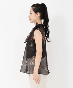 STRAWBERRY-FIELDS(ストロベリーフィールズ) |衿リボンプリントブラウス