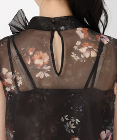 STRAWBERRY-FIELDS(ストロベリーフィールズ) |衿リボンプリントブラウス