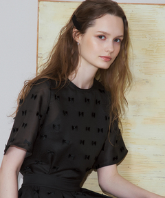 STRAWBERRY-FIELDS(ストロベリーフィールズ) |リボン刺繍Ｔブラウス