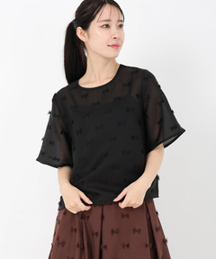STRAWBERRY-FIELDS(ストロベリーフィールズ) |リボン刺繍Ｔブラウス