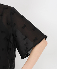 STRAWBERRY-FIELDS(ストロベリーフィールズ) |リボン刺繍Ｔブラウス