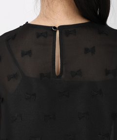 STRAWBERRY-FIELDS(ストロベリーフィールズ) |リボン刺繍Ｔブラウス