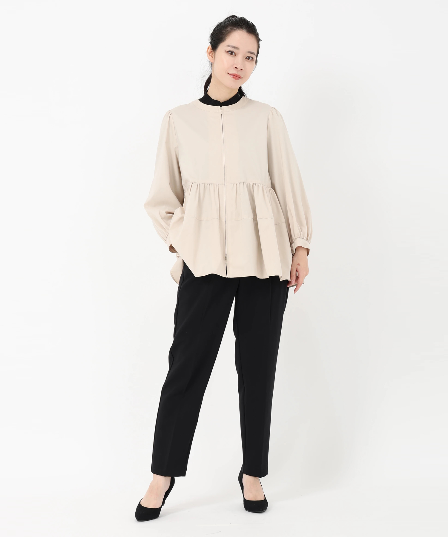 ★美品★BEARDSLEY シャツブルゾン 衿ギャザー　Fサイズ Amazon | [BEARDSLEY] [ビアズリー] グラデーションギャザー