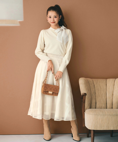 ストロベリーフィールズ　ファー　ライトグレー ジャケット ストロベリーフィールズ STRAWBERRY FIELDS コンパクトツイード