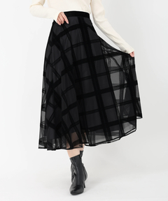 STRAWBERRY-FIELDS(ストロベリーフィールズ) |フロッキープリントチュールフレアースカート