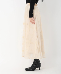 STRAWBERRY-FIELDS(ストロベリーフィールズ) |フロッキープリントチュールフレアースカート