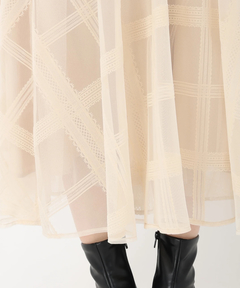 STRAWBERRY-FIELDS(ストロベリーフィールズ) |フロッキープリントチュールフレアースカート