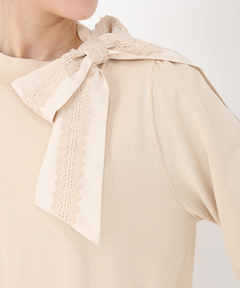 STRAWBERRY-FIELDS(ストロベリーフィールズ) |レース＊タフタリボンネックニット