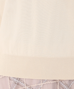 STRAWBERRY-FIELDS(ストロベリーフィールズ) |レース＊タフタリボンネックニット