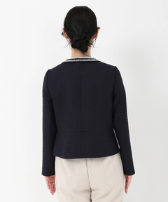 STRAWBERRY-FIELDS(ストロベリーフィールズ) |襟ぐりビジュー付ツイードジャケット