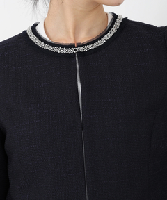 STRAWBERRY-FIELDS(ストロベリーフィールズ) |襟ぐりビジュー付ツイードジャケット