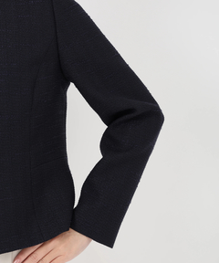 STRAWBERRY-FIELDS(ストロベリーフィールズ) |襟ぐりビジュー付ツイードジャケット