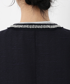 STRAWBERRY-FIELDS(ストロベリーフィールズ) |襟ぐりビジュー付ツイードジャケット