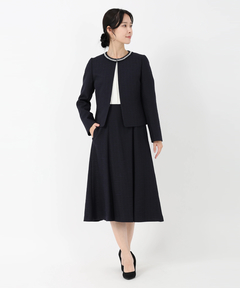 STRAWBERRY-FIELDS(ストロベリーフィールズ) |襟ぐりビジュー付ツイードジャケット