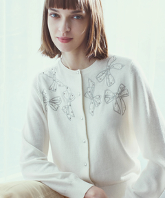STRAWBERRY-FIELDS(ストロベリーフィールズ) |リボンモチーフ刺？ニットカーディガン