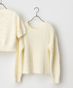 STRAWBERRY-FIELDS(ストロベリーフィールズ) |ハート透かし編みシャギーニット