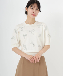 STRAWBERRY-FIELDS(ストロベリーフィールズ) |リボンモチーフ刺しゅうニット