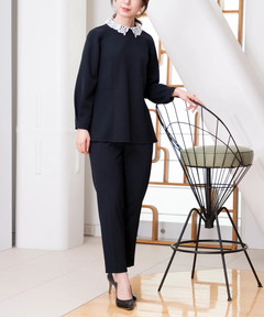 STRAWBERRY-FIELDS(ストロベリーフィールズ) |レース襟付きペプラムプルオーバー