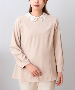 STRAWBERRY-FIELDS(ストロベリーフィールズ) |レース襟付きペプラムプルオーバー