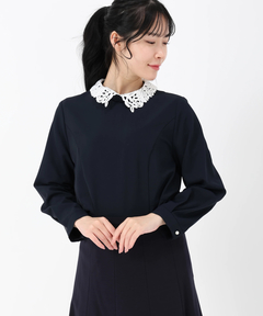 STRAWBERRY-FIELDS(ストロベリーフィールズ) |レース襟付きペプラムプルオーバー