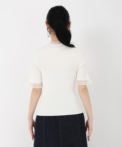 STRAWBERRY-FIELDS(ストロベリーフィールズ) |シアーフリルネック５分袖ニット