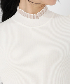 STRAWBERRY-FIELDS(ストロベリーフィールズ) |シアーフリルネック５分袖ニット