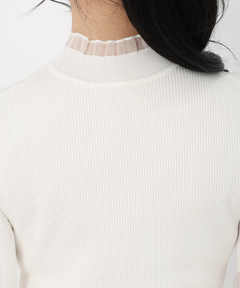 STRAWBERRY-FIELDS(ストロベリーフィールズ) |シアーフリルネック５分袖ニット