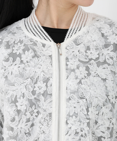 STRAWBERRY-FIELDS(ストロベリーフィールズ) |チュール刺繍ジップアップブルゾン