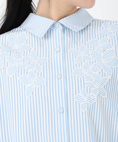 STRAWBERRY-FIELDS(ストロベリーフィールズ) |ストライプミックスアップリケシャツ