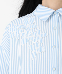 STRAWBERRY-FIELDS(ストロベリーフィールズ) |ストライプミックスアップリケシャツ